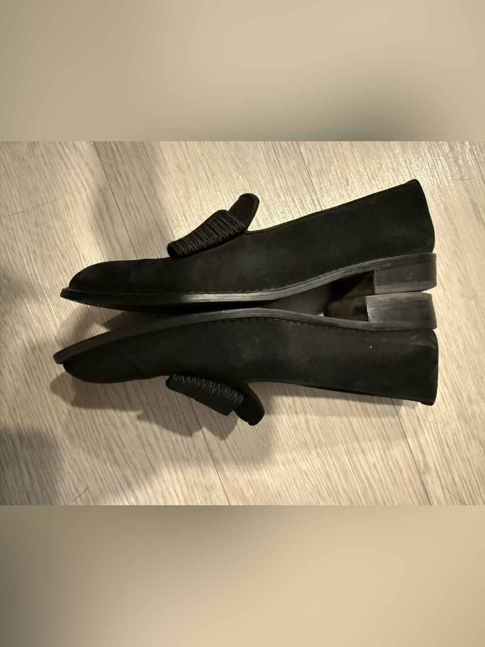 Stuart Weitzman Atabow Black Suede Loafer Flat Shoes 6.5W - Picture 3 of 6